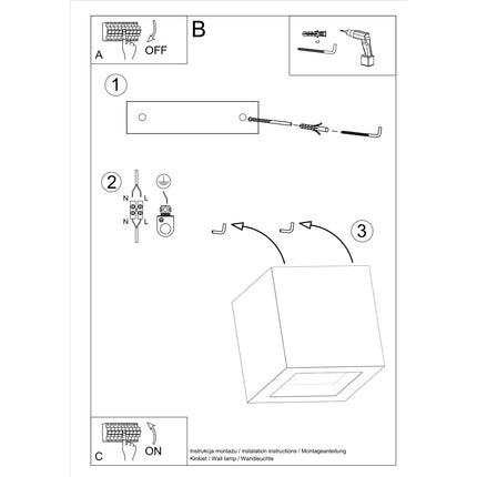 Instructions de montage de l'applique Murale Cube en béton