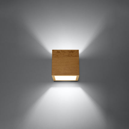 Applique Murale Cube en Bois Naturel vue de face