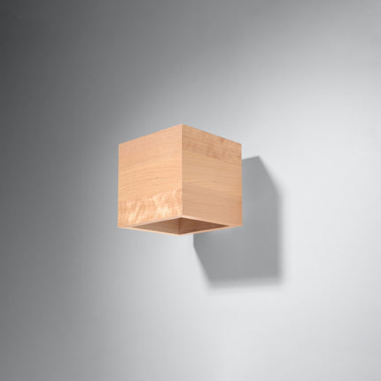 Applique Murale Cube en Bois Naturel, éclairage bidirectionnel haut et bas