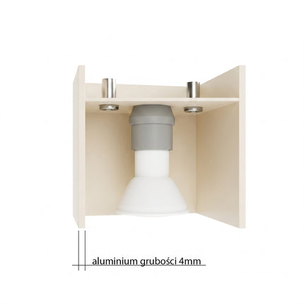 Applique Murale Cube LED beige clair, mécanisme et platine de montage