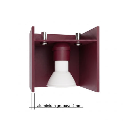 Applique Murale Cube LED bordeaux, mécanisme et platine de montage