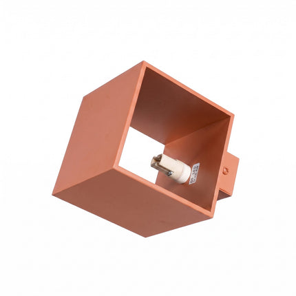 Applique Murale Cube LED ocre rouge, détail de la douille et du support