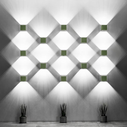 Applique Murale Cube LED vert olive, vue de détail