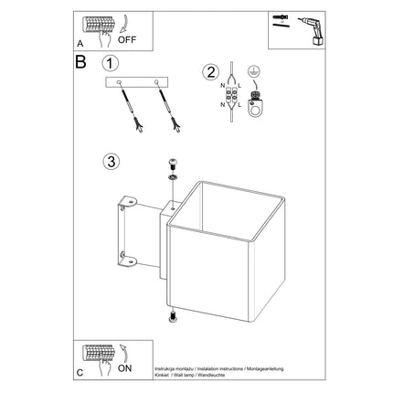 Gros plan sur Applique Murale Cube en Verre