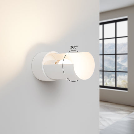 applique murale cylindre à demi-coque ouverte blanc, vue de détail