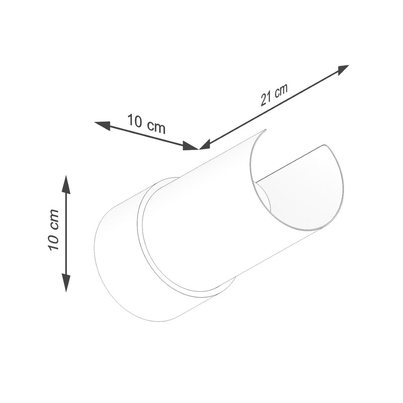 Dimensions Applique Murale Cylindre à Demi-Coque Ouverte Blanc