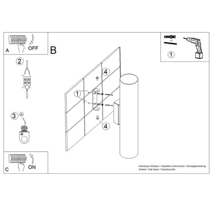 applique murale cylindre en bois éclairage haut et bas, notice de montage