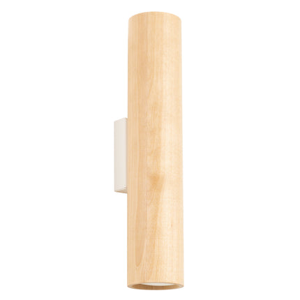 applique murale cylindre en bois éclairage haut et bas, packshot sur fond blanc