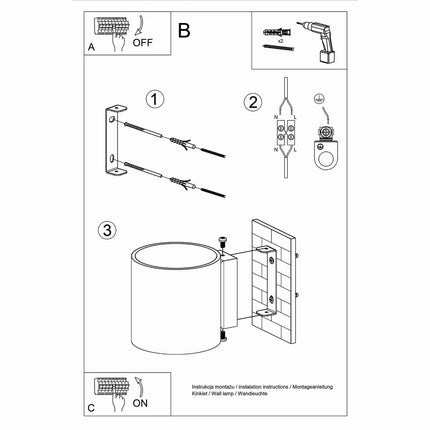 Instructions de montage de l'applique cylindrique anthracite