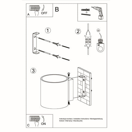 Notice de montage : Applique Murale Cylindrique en Bois Naturel