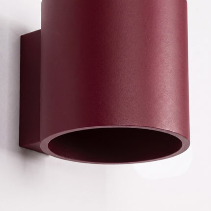 Applique Murale Cylindrique bordeaux, packshot de trois quarts