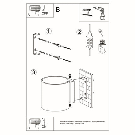 Deux appliques cylindriques grises encadrant un miroir