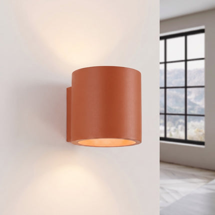 Applique Murale Cylindrique ocre rouge allumée, faisceau net