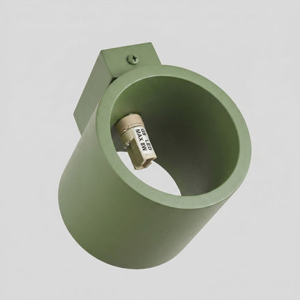 Applique Murale Cylindrique vert olive, packshot de trois quarts