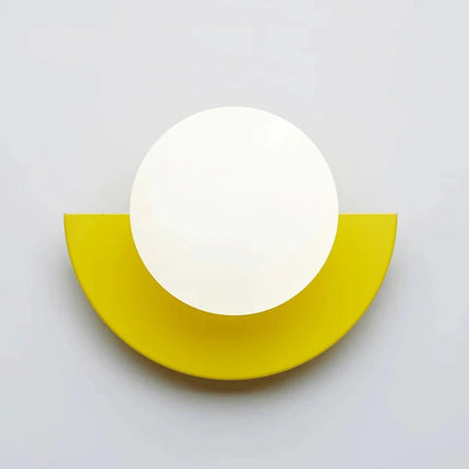 Applique murale LED demi-cercle jaune, globe allumé en lumière chaude