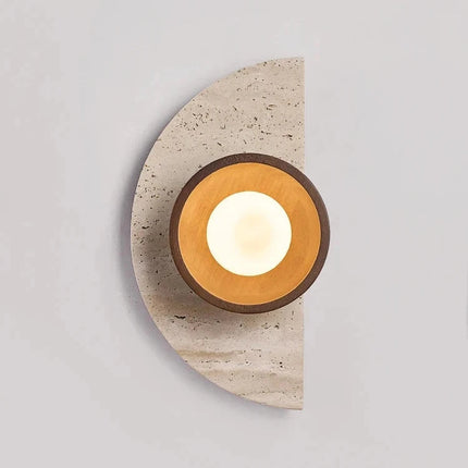 Applique murale demi-cercle en pierre naturelle et bois