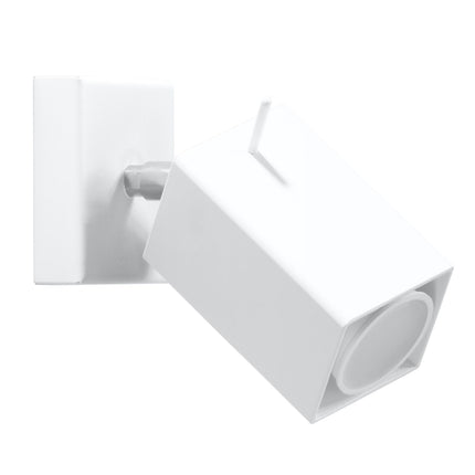 Applique murale directionnelle carrée en acier blanc sur fond neutre