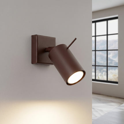 Applique Murale Directionnelle LED Brun Chocolat, lumière allumée