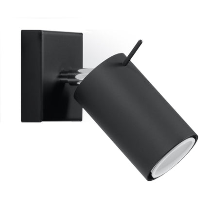 Applique murale directionnelle en acier noir sur fond neutre