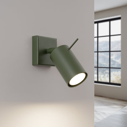 Applique Murale Directionnelle LED Vert Olive, lumière allumée