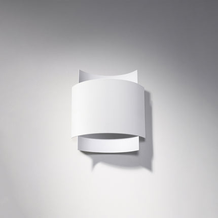 Applique murale Double Arc blanche vue de face, courbe en métal sur fond gris clair