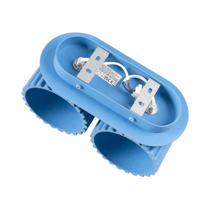 Applique Murale Double Aura bleu ciel, détail des douilles G9