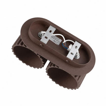 Applique Murale Double Aura marron chocolat, détail des douilles G9