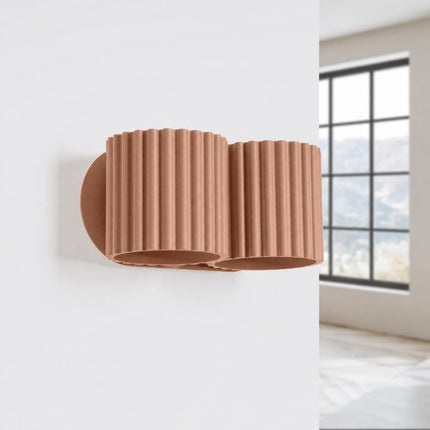 Applique Murale Double Aura Aluminium Cannelé Moka, vue en situation