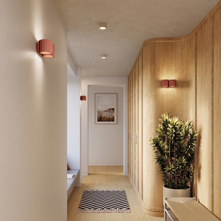 Applique Murale Double Aura Aluminium Cannelé Moka, mise en situation
