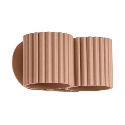 Applique Murale Double Aura Aluminium Cannelé Moka, packshot sur fond blanc