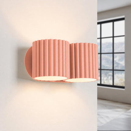 Applique Murale Double Aura pêche allumée, quatre faisceaux vers le haut et le bas