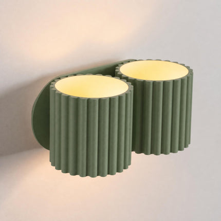 Applique Murale Double Aura vert olive, packshot de trois quarts