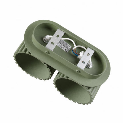 Applique Murale Double Aura vert olive, détail des douilles G9