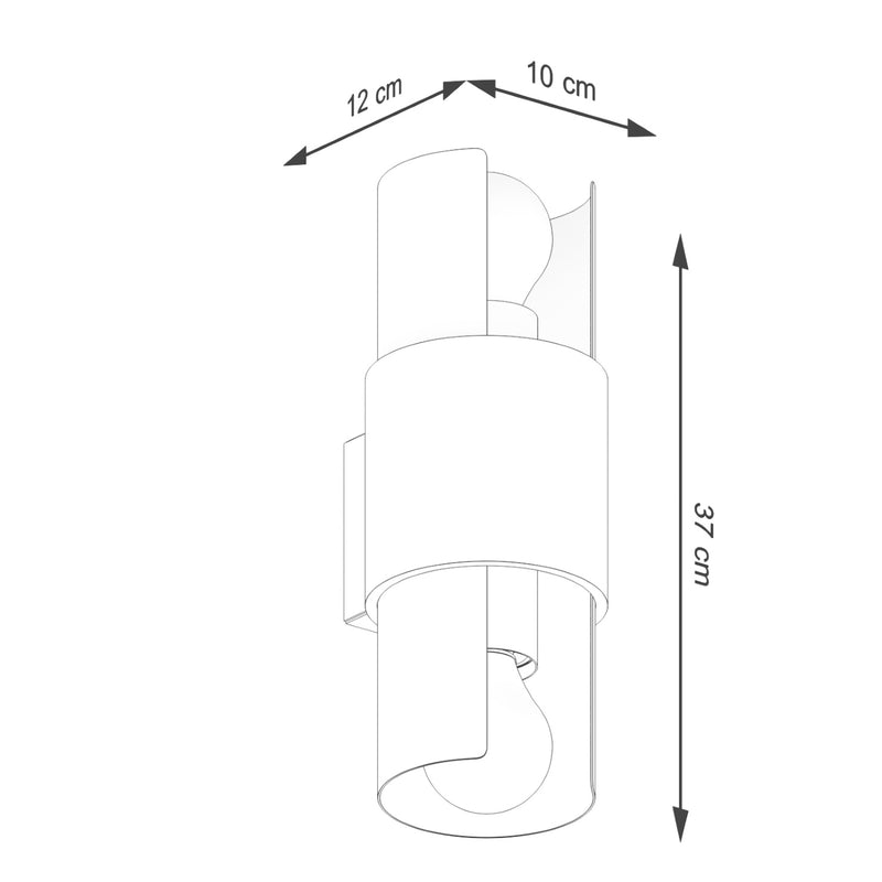 Dimensions Applique Murale Double Cylindre Éclairage Haut et Bas Blanc