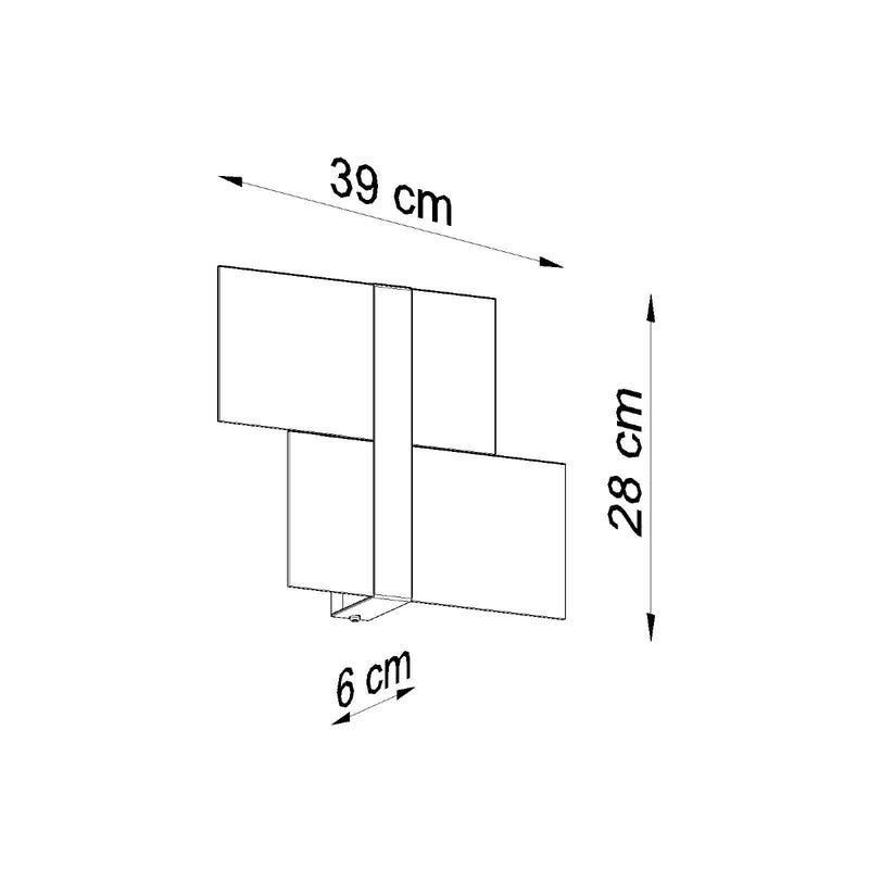 Dimensions Aplique de pared cromado con placa de vidrio doble