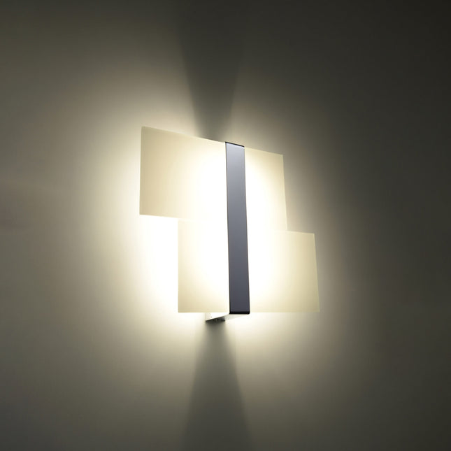 Applique Murale Double Plaque en Verre et Chrome dans une salle à manger