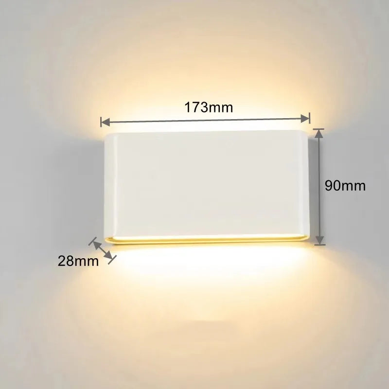 Dimensions Wasserdichte rechteckige LED-Wandleuchte