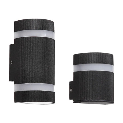 Applique murale extérieure cylindrique noire, petit et grand modèle côte à côte