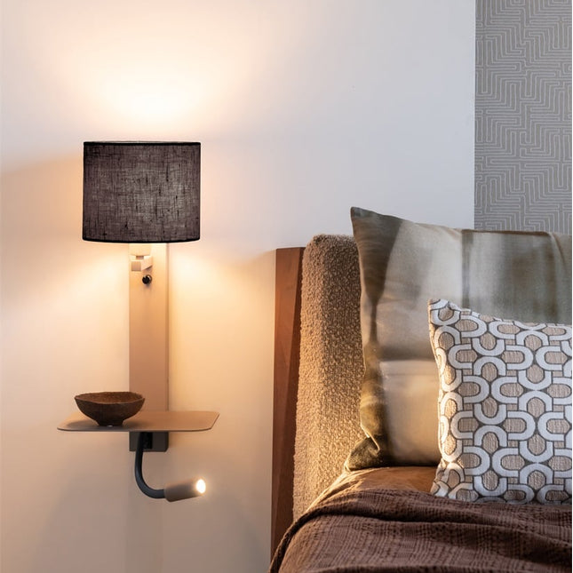 Applique murale florence avec lampe de lecture sable et noir, vue packshot sur fond neutre