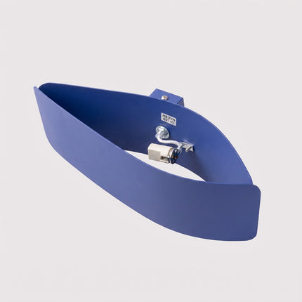 Applique murale Flux Lumineux 30 en acier bleu outremer, détail de la douille et du support