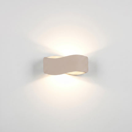 Applique murale Flux Lumineux 30 en acier taupe allumée, lumière chaude diffusée