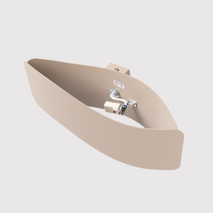 Applique murale Flux Lumineux 30 en acier taupe, détail de la douille et du support