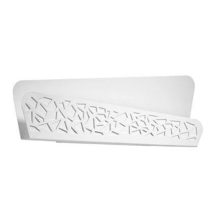 Applique murale géométrique ajourée en métal blanc, façade à motif mosaïque, fond blanc