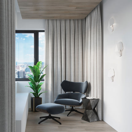 Applique murale géométrique Tre blanche dans une ambiance déco chaleureuse