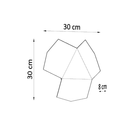 Schéma des dimensions de l'applique murale géométrique Tre blanche