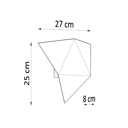 Schéma des dimensions de l'applique murale géométrique triangle noire