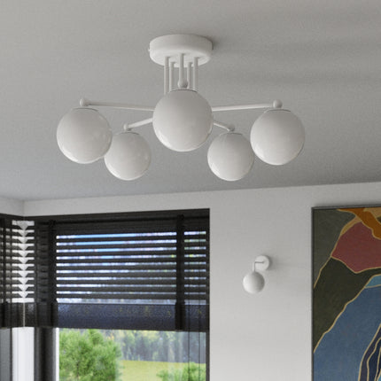 applique murale globe opale à bras coudé blanc, intérieur contemporain