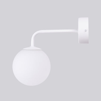 applique murale globe opale à bras coudé blanc, vue de détail