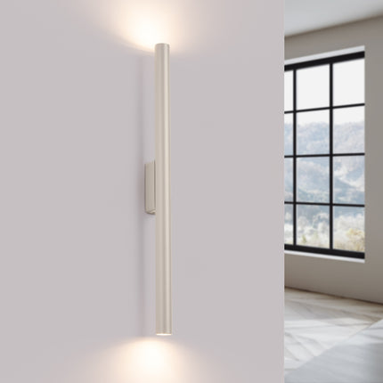 Applique Murale Halo 2 Faisceaux Beige en Acier, lumière allumée