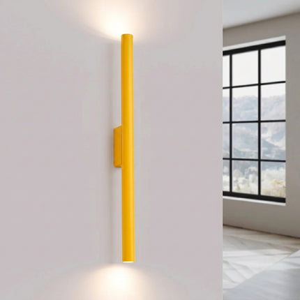 Applique Murale Halo 2 Faisceaux Jaune Ambré en Acier, lumière allumée